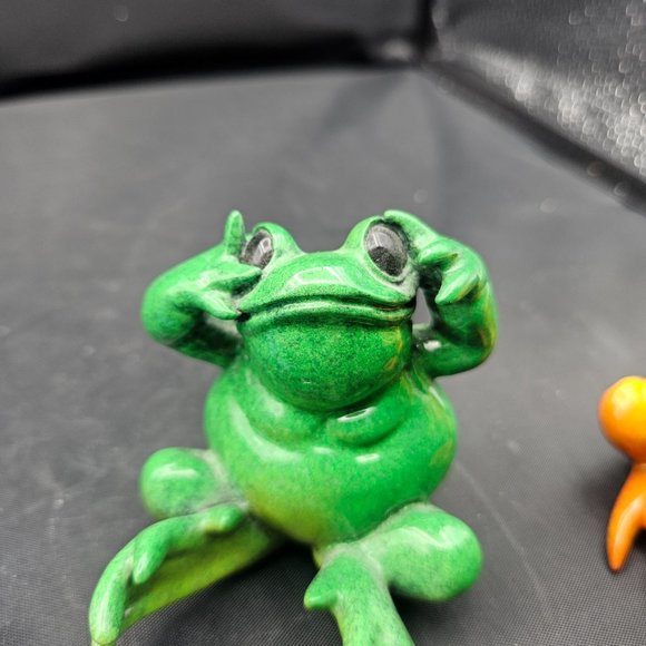 Kittys Critters See Hear Speak No Evil Frogs Blue Green Orange 2001 Set of 3 - Picture 3 of 12